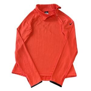 Nike Pro Womens Medium Red/Orange 1/4 Angle Zip Pullover Dri Fit Running Gym